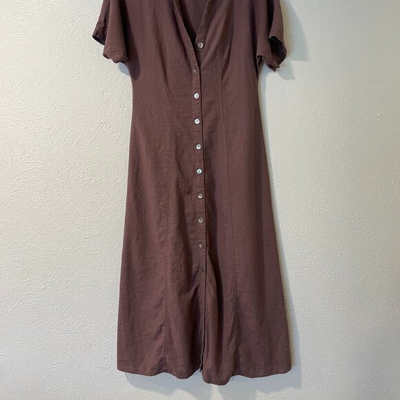 Madewell Linen Midi Shirtdress in chalked fig - Picture 2 of 7